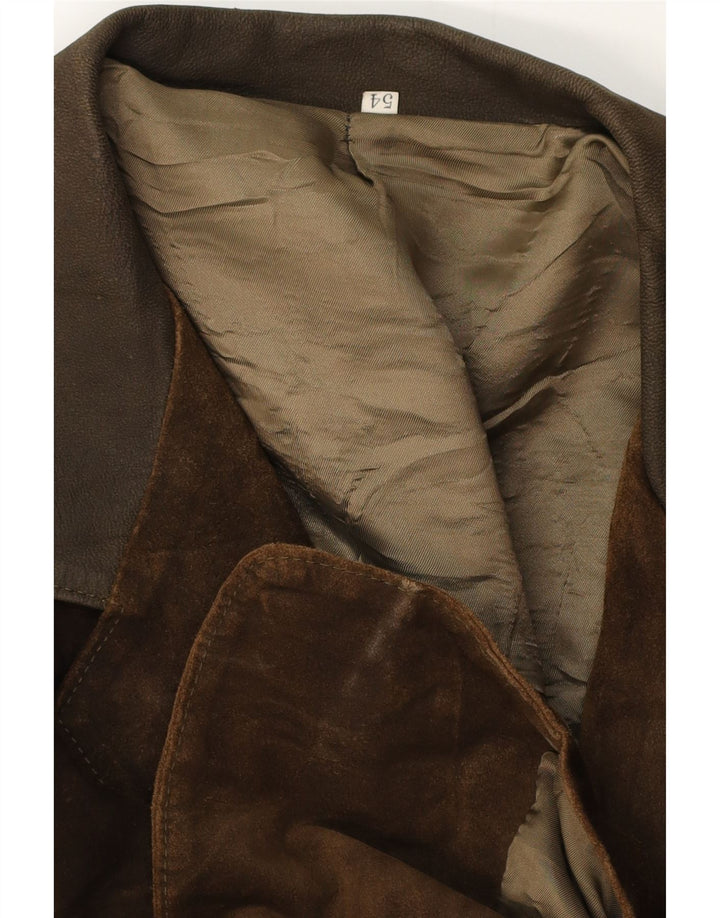 Vintage muška jakna od brušene kože s dva gumba IT 54 2XL smeđa