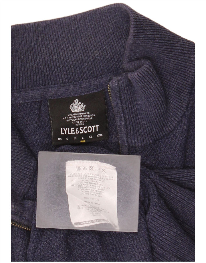 Lyle & Scott muški džemper s izrezom i velikim tamnoplavim pamukom
