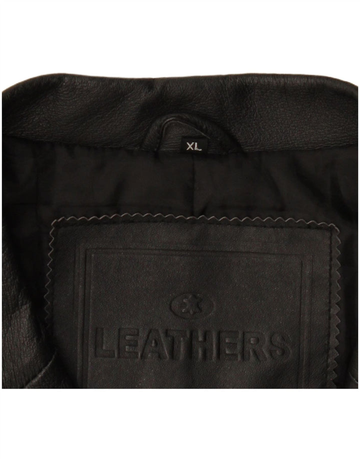 Vintage muška kožna jakna sa 3 gumba UK 42 XL crna koža