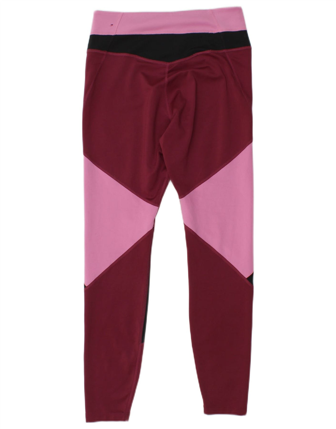 NIKE Ženske Dri Fit Leggings UK 14 Medium Burgundy Colourblock Poliester