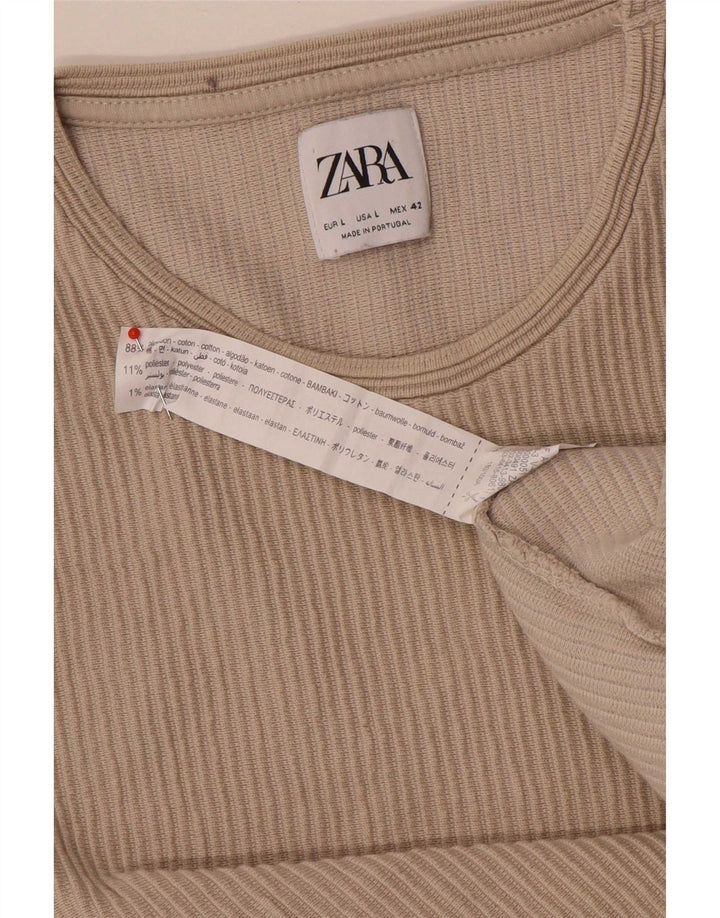 Zara muška majica dugih rukava, veliki bež pamuk