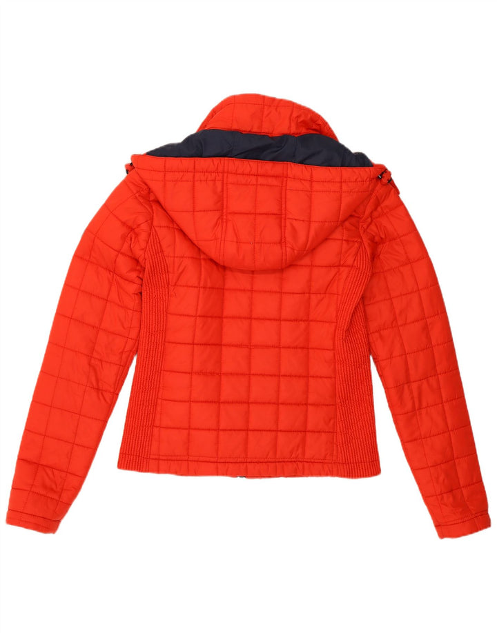 Superdry ženska podstavljena jakna s kapuljačom UK 8 mali crveni poliester