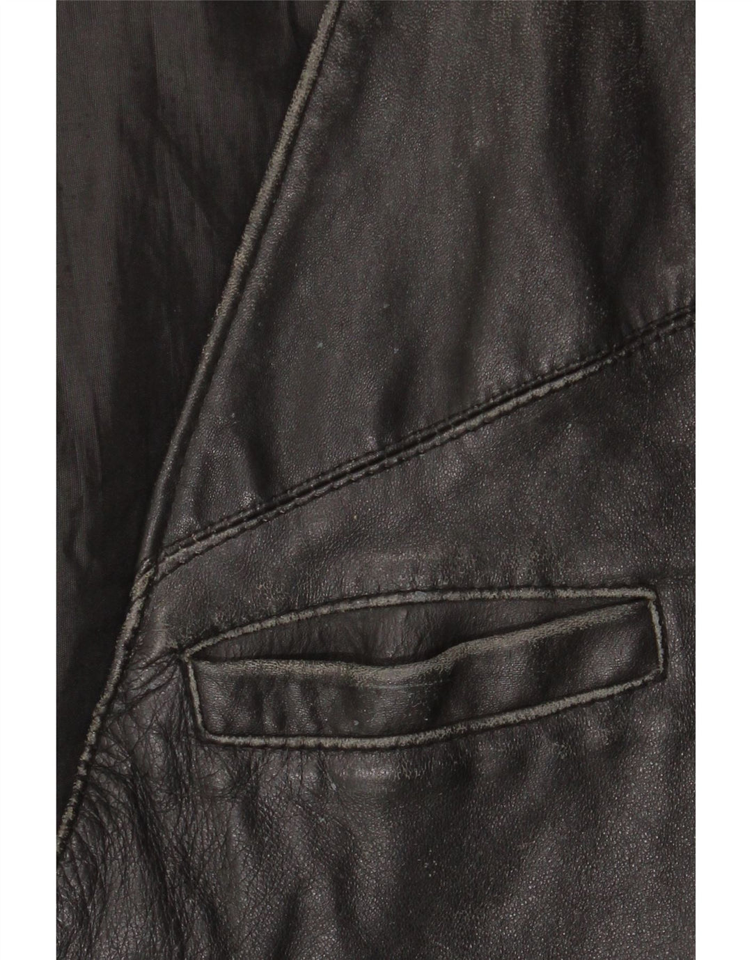 VINTAGE muški kožni prsluk IT 52 Veliki crni kožni