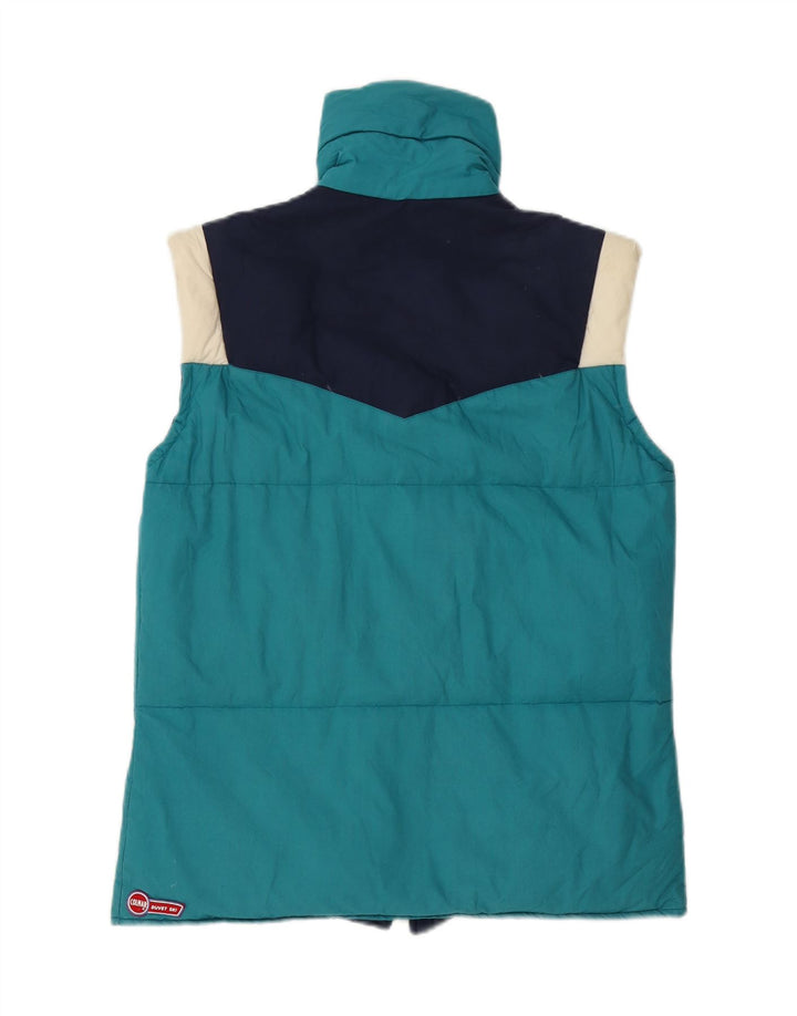 COLMAR Womens Padded Gilet IT 44 Medium Blue Colourblock Cotton Vintage Colmar and Second-Hand Colmar from Messina Hembry 