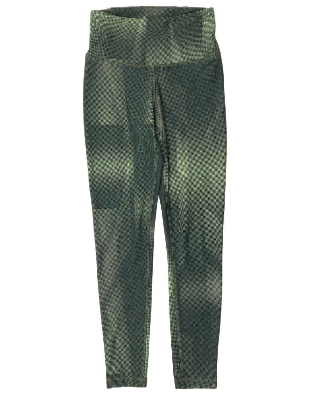 Reebok Womens Speed Wick Leggings UK 10 Small Green Geometric Polyester