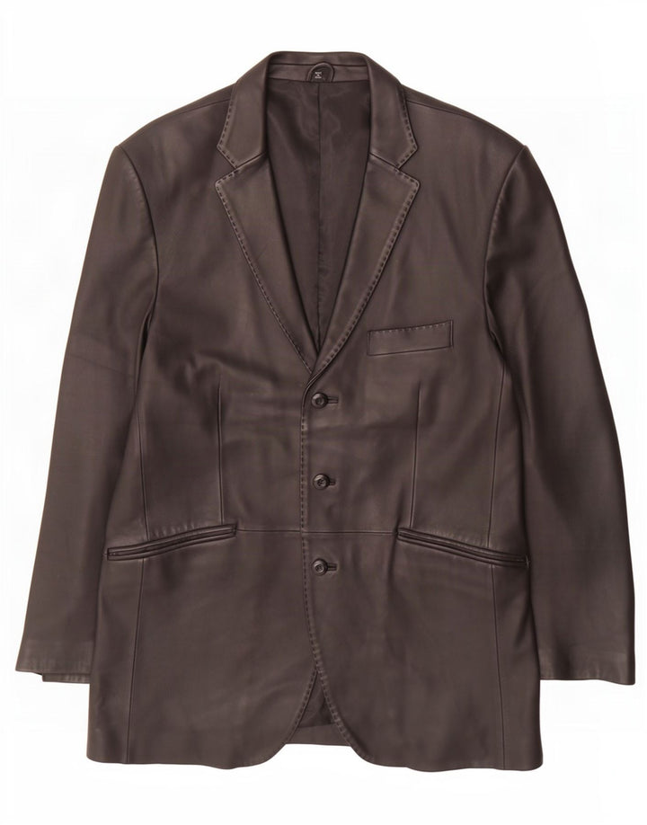 Ben Sherman muška kožna jakna s 3 gumba UK 40 velika crna