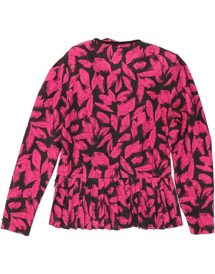 MEICO Womens Long Sleeve Blouse Top IT 42 Medium Pink Floral Polyester Vintage Meico and Second-Hand Meico from Messina Hembry 
