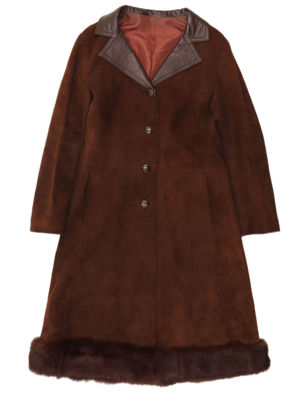 Vintage ženski kaput od brušene kože UK 8 Small Brown