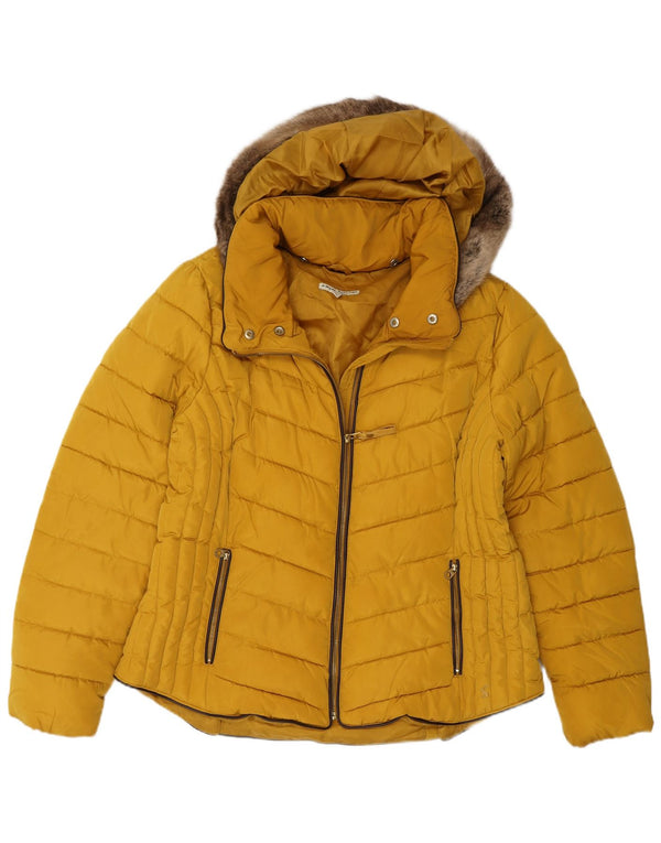 Joules ženska podstavljena jakna s kapuljačom UK 18 XL žuti poliester