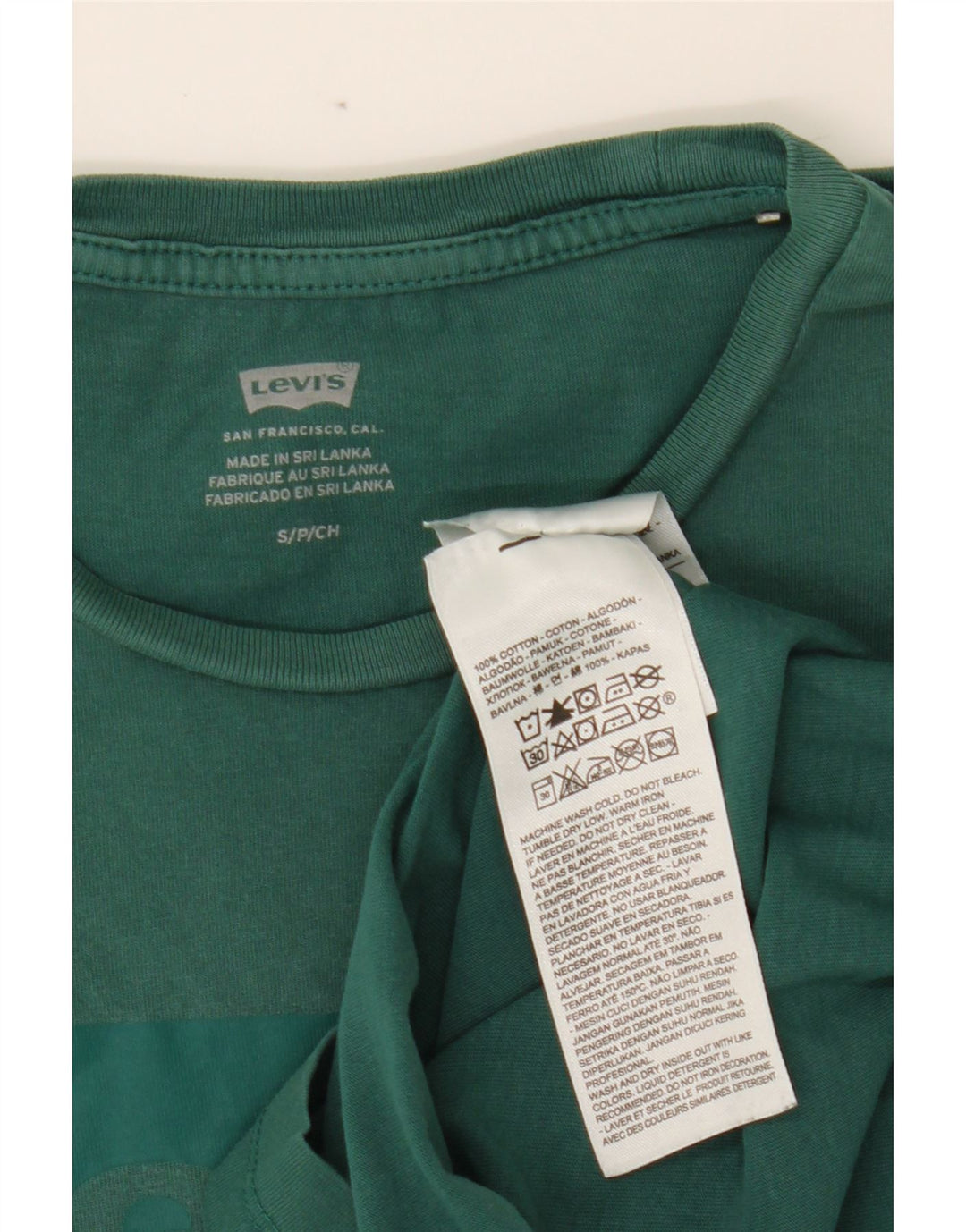 LEVI'S Mens Graphic T-Shirt Top Small Green Cotton Vintage Levi's and Second-Hand Levi's from Messina Hembry 