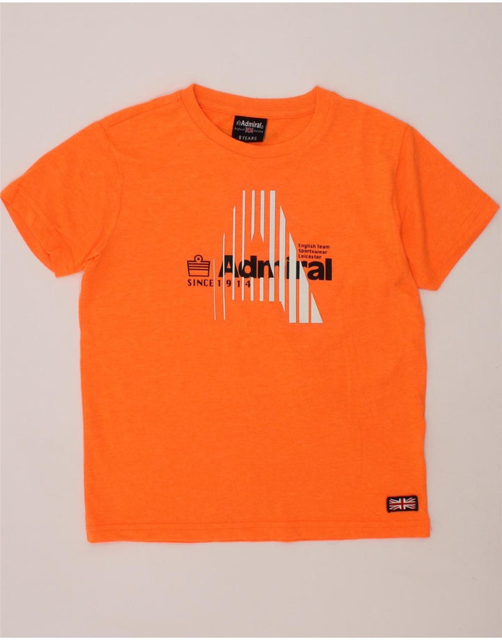 ADMIRAL Boys Graphic T-Shirt Top 7-8 Years Orange Vintage Admiral and Second-Hand Admiral from Messina Hembry 