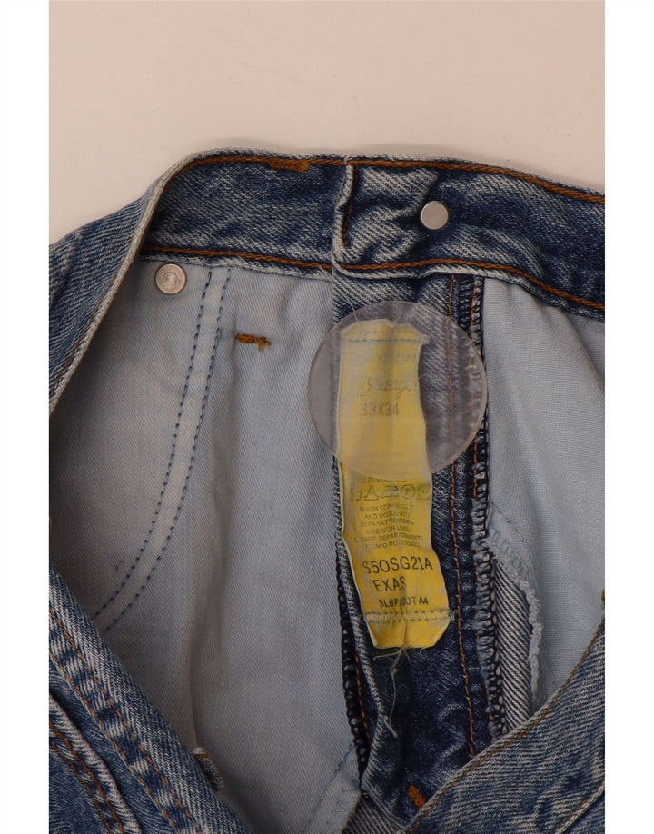 WRANGLER Muške Texas Straight Jeans W33 L30 Plavi pamuk