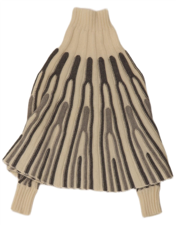 VINTAGE Ženski pončo džemper UK 12 srednje bijele pruge