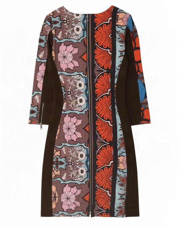 Vintage Womens 3/4 Sleeve A-Line Dress EU 38 Medium Multicoloured Floral