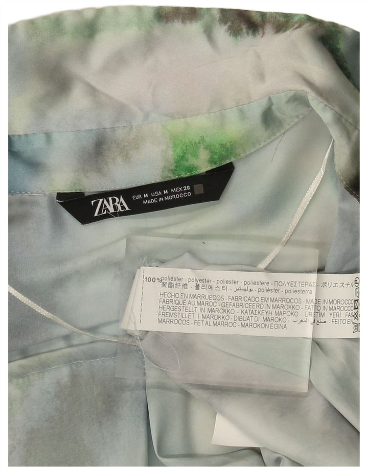 Zara ženska prevelika košulja bluza UK 14 Medium Green Tie Dye poliester