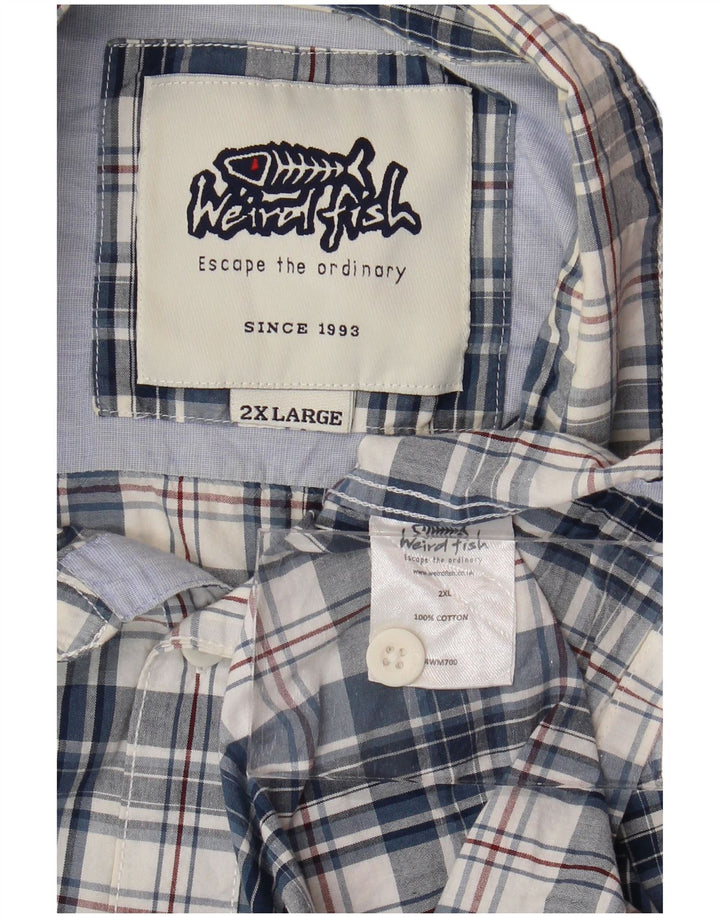 WEIRD FISH Muška majica kratkih rukava 2XL pamuk u plavi karirani komad