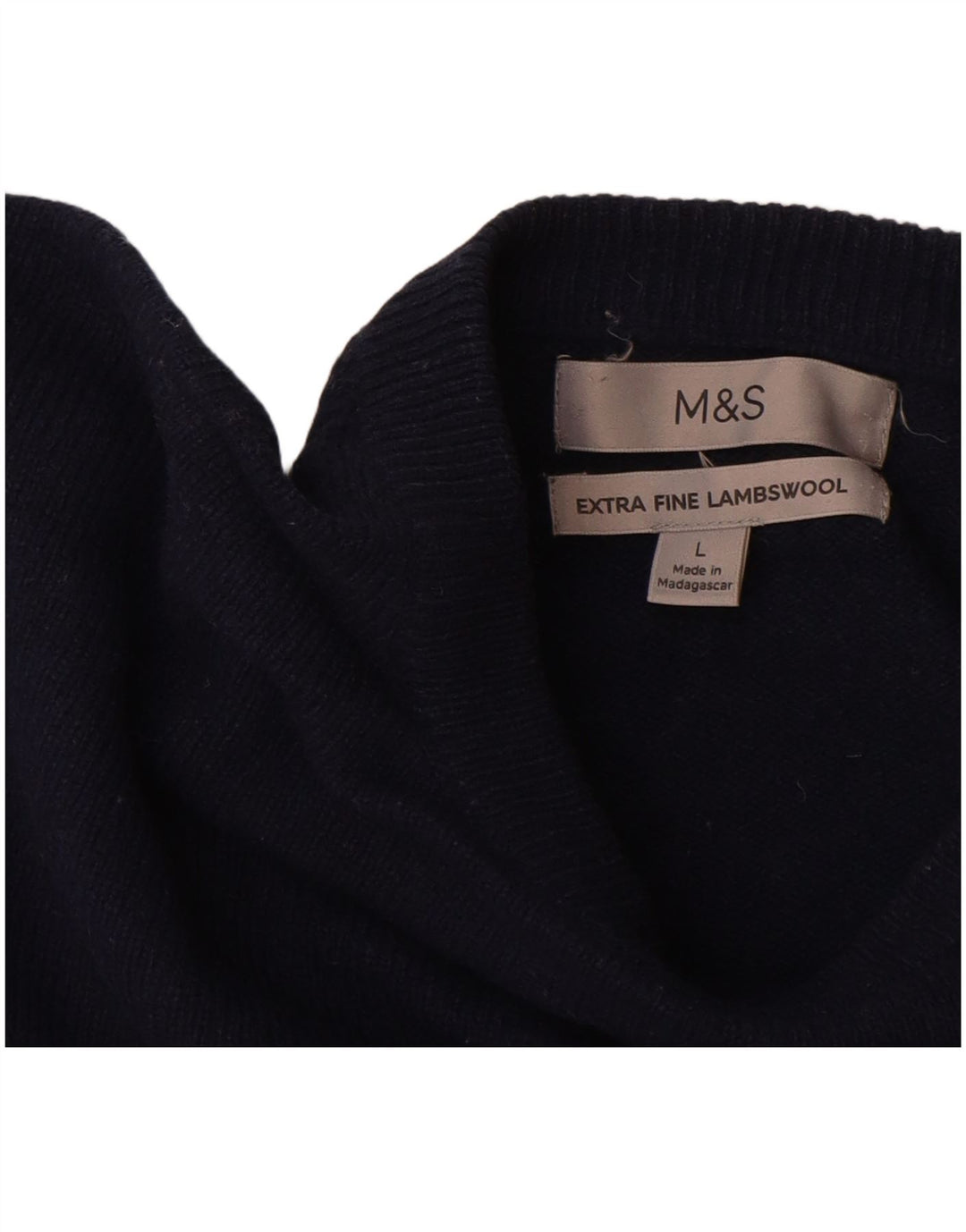 Marks & Spencer muški džemper s lađastim izrezom, veliki tamnoplavi vuneni pulover
