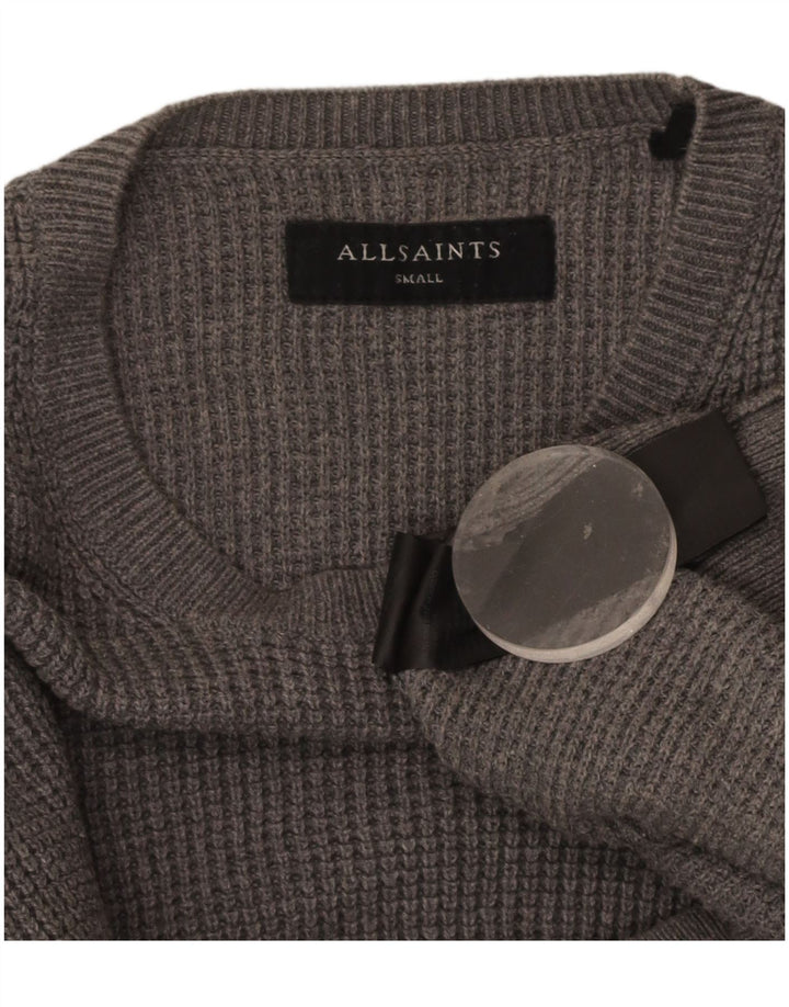ALL SAINTS Mens Crew Neck Jumper Sweater Small Grey Cotton