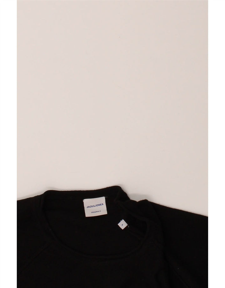 JACK & JONES Mens Crew Neck Jumper Sweater Large Black Vintage Jack & Jones and Second-Hand Jack & Jones from Messina Hembry 
