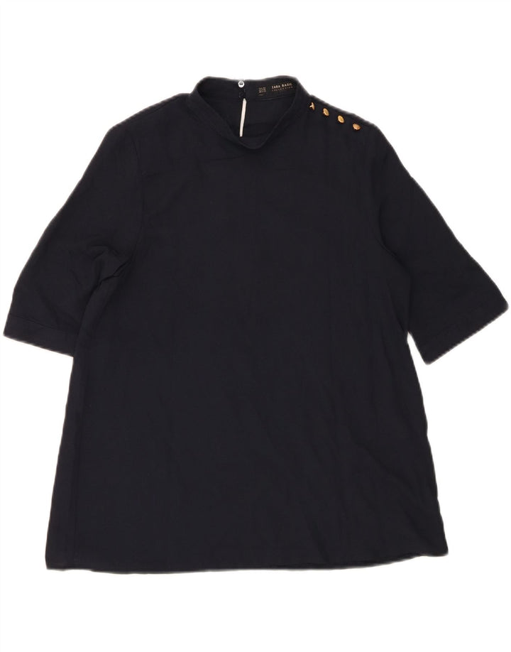 ZARA Womens Oversized Top 3/4 Sleeve UK 6 XS Navy Blue Vintage Zara and Second-Hand Zara from Messina Hembry 