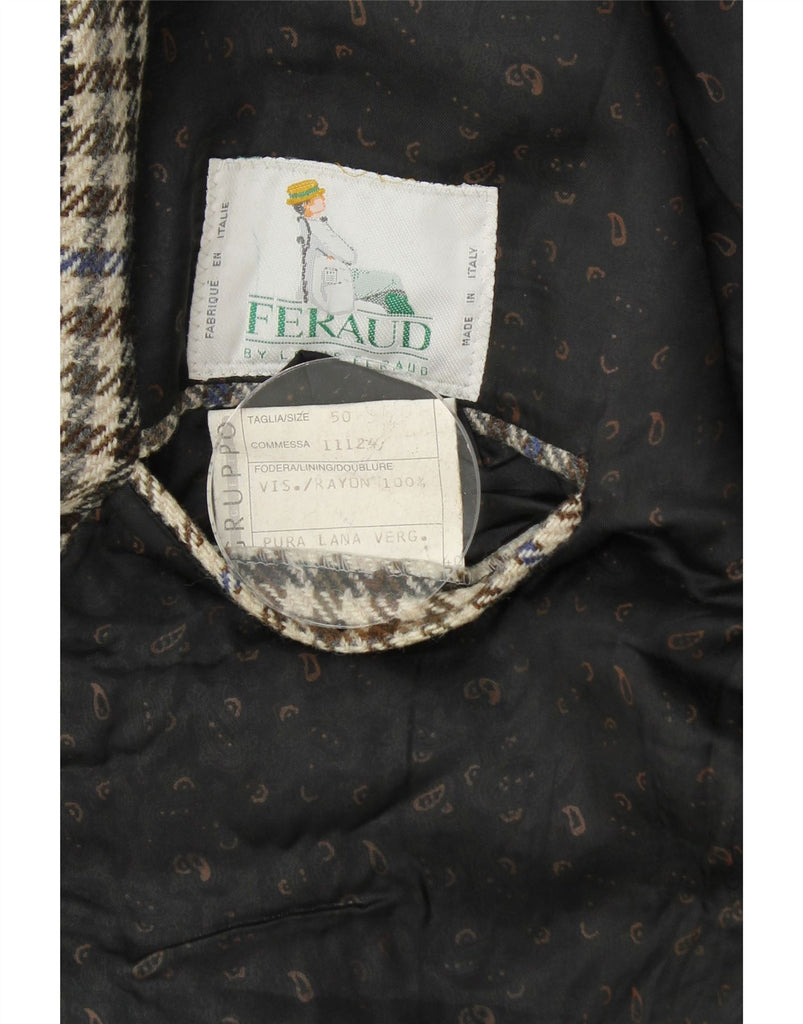 FERAUD Mens 2 Button Blazer Jacket IT 50 Large Beige Houndstooth Vintage Feraud and Second-Hand Feraud from Messina Hembry 