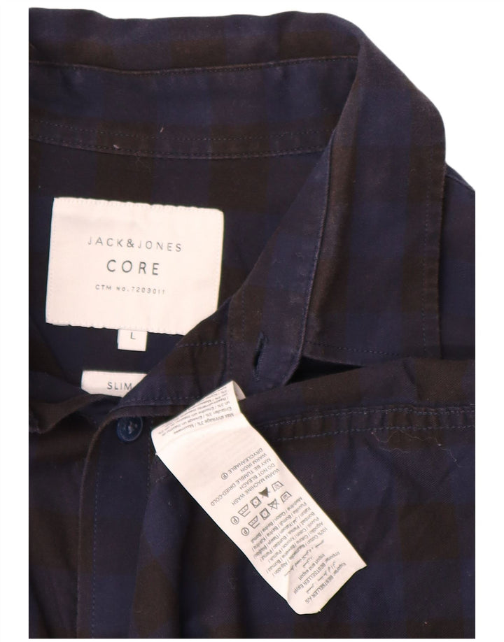 JACK & JONES Muška uska košulja, veliki crni pamuk od ginghama