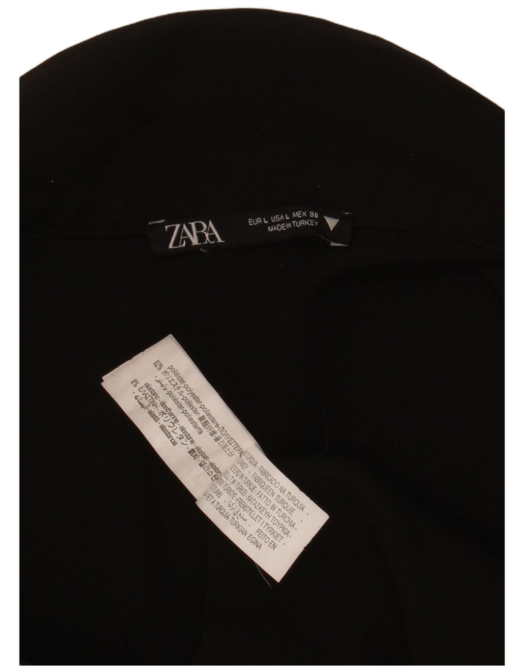 Zara ženski bodi s polo izrezom UK 14 veliki crni poliester
