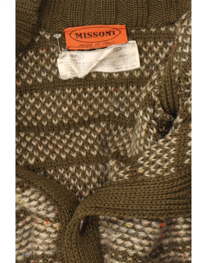 Missoni muški kardigan džemper srednje vunene boje kaki na pruge