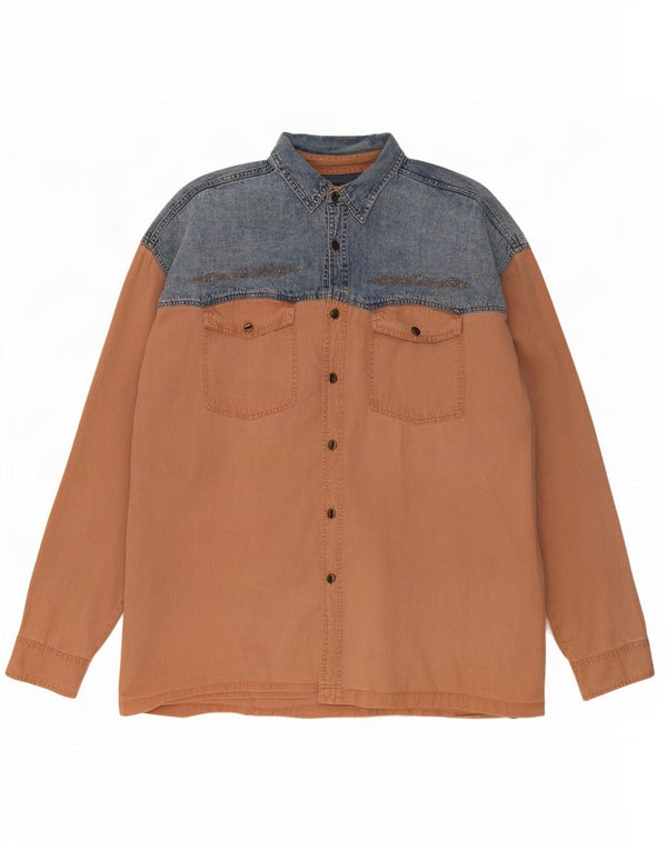 Jean Rive Mens Denim Shirt XL Blue Colourblock