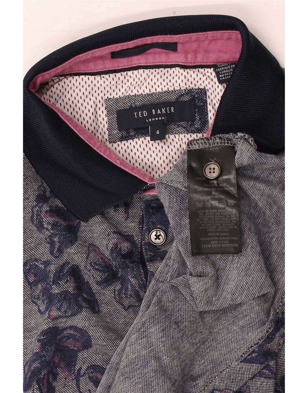 Ted Baker muška polo majica veličine 4 velika siva cvjetna pamuk