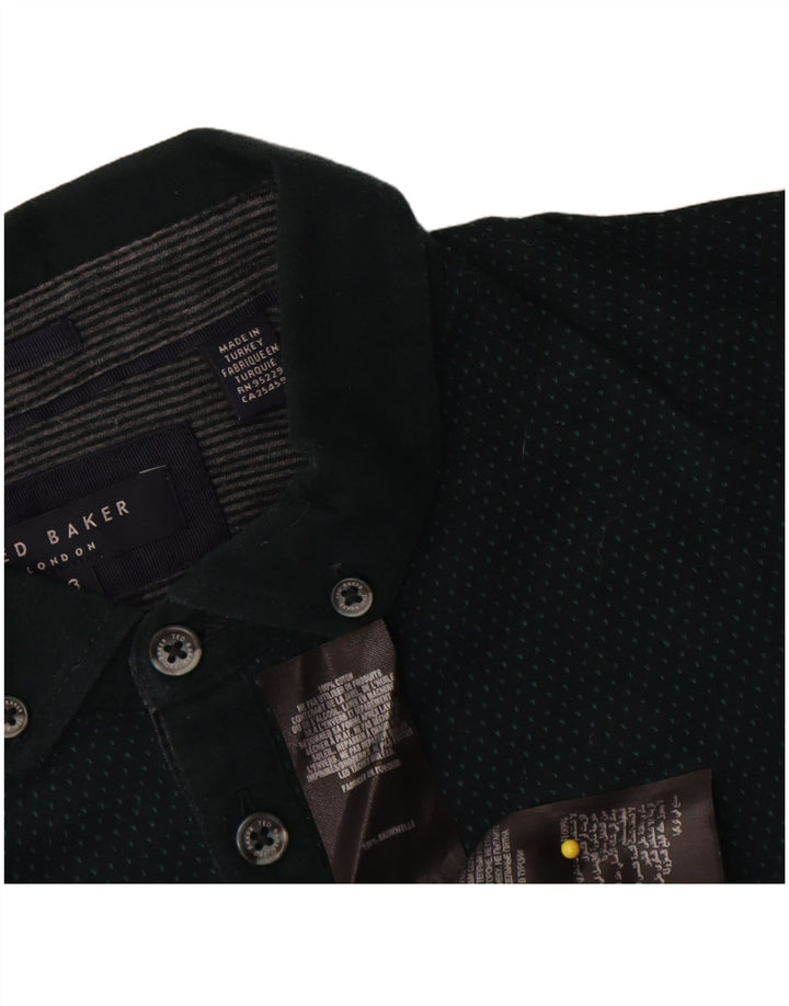 Muška polo majica Ted Baker, veličina 3, srednje zeleni flekasti pamuk