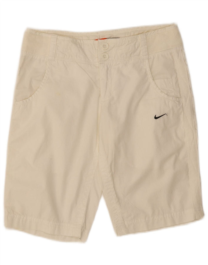 NIKE Womens Casual Shorts UK 12 Medium W32 White Cotton