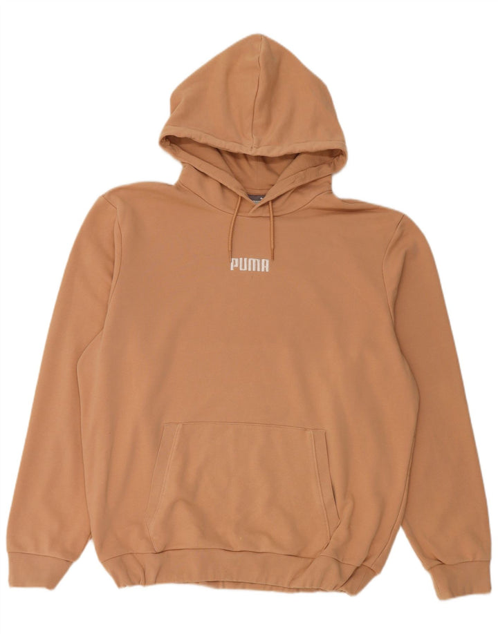 PUMA Mens Hoodie Jumper Large Beige Cotton