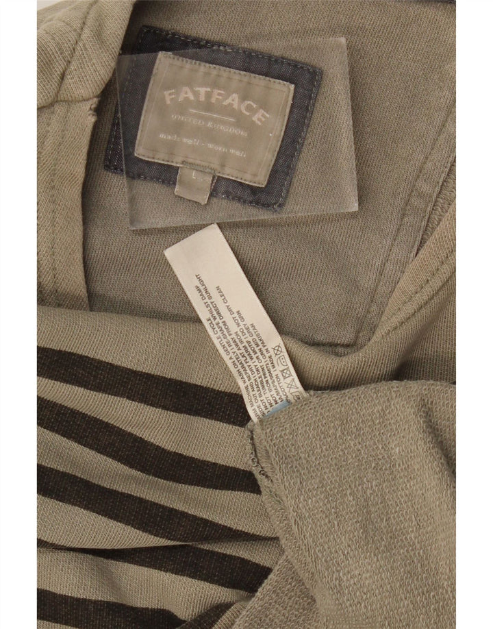 FAT FACE Muška majica dugih rukava, veliki kaki prugasti pamuk