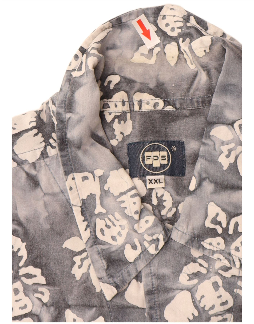 Vintage muška košulja kratkih rukava 2XL sivi cvjetni pamuk