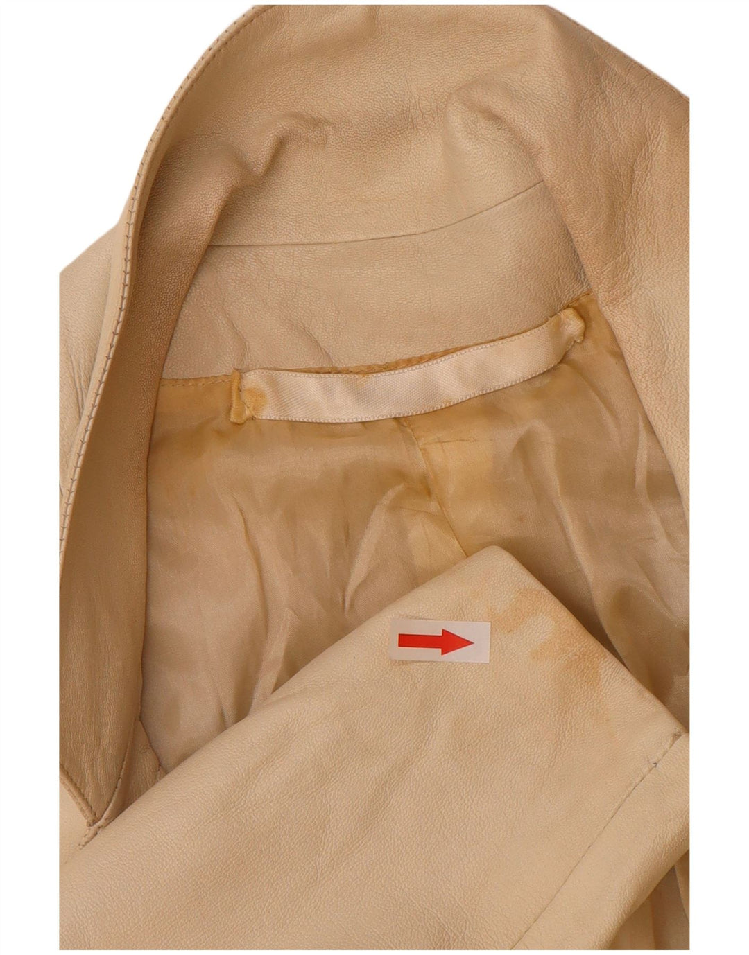 Vintage ženska kožna jakna s dvostrukim kopčanjem UK 12 Srednje bež