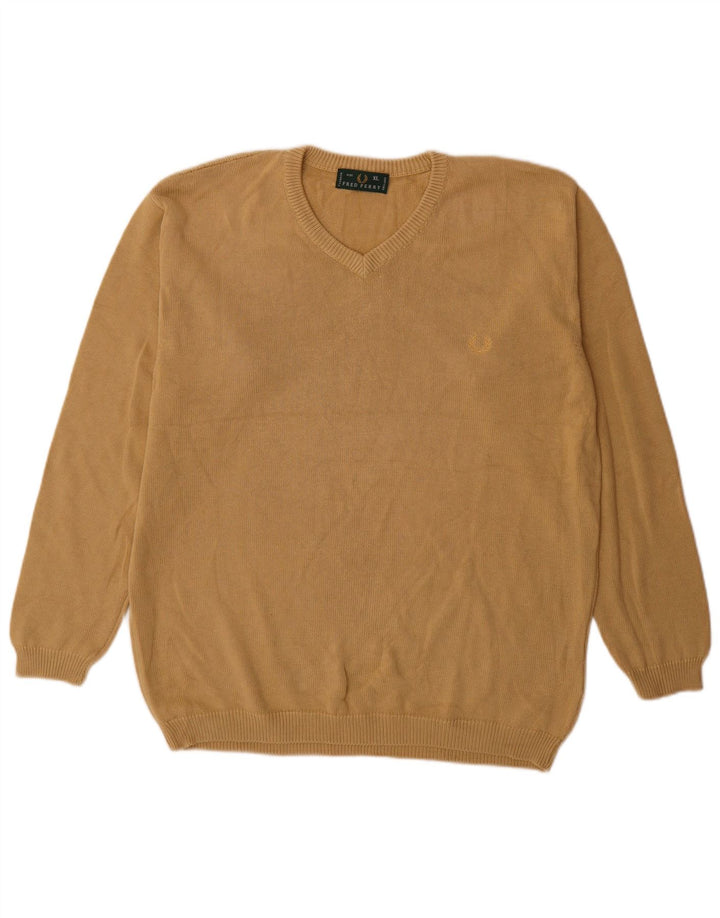 Fred Perry muški pulover s V-izrezom XL bež pamuk
