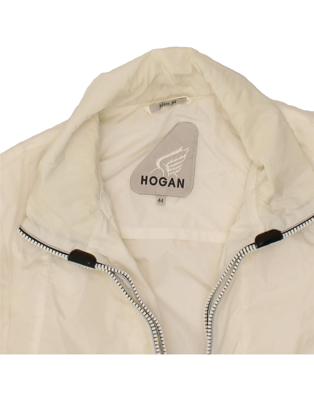 HOGAN Womens Slim Fit Bomber Jacket IT 44 Medium Off White Vintage Hogan and Second-Hand Hogan from Messina Hembry 