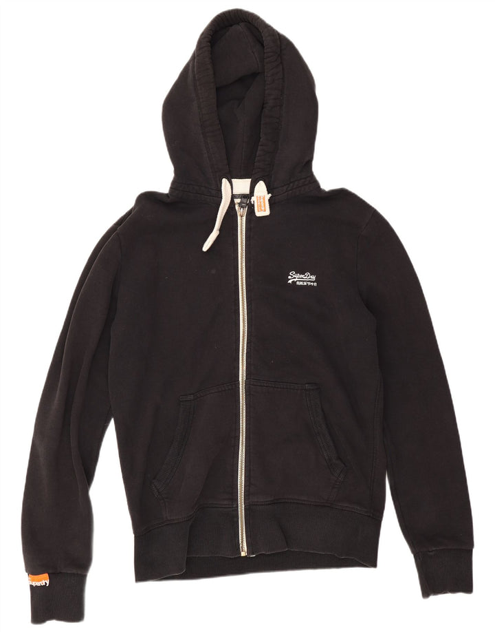 Superdry muški pulover s kapuljačom na patentni zatvarač Srednje crni pamuk