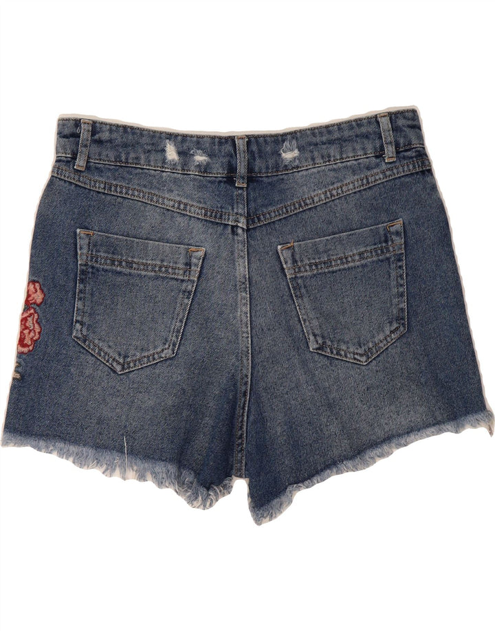 BENETTON Womens Distressed Denim Shorts  W30 Medium Blue Floral Cotton Vintage Benetton and Second-Hand Benetton from Messina Hembry 