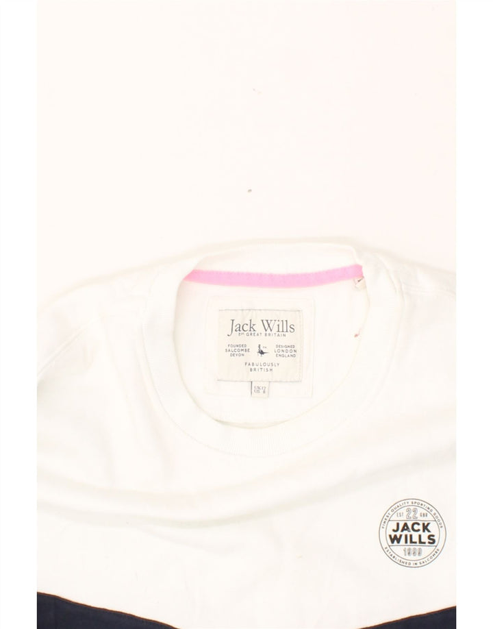JACK WILLS Womens Oversized Sweatshirt Jumper UK 12 Medium White Vintage Jack Wills and Second-Hand Jack Wills from Messina Hembry 