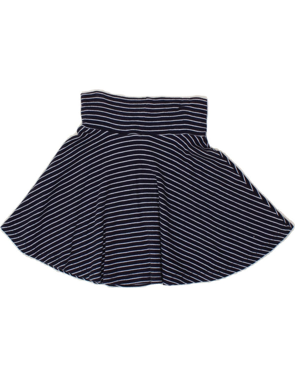 JOULES Girls A-Line Skirt 4-5 Years W21 Navy Blue Striped Cotton