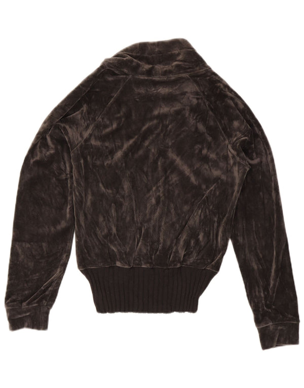 ADIDAS ženska gornja jakna od trenirke od baršuna UK 12 srednje sivi pamuk