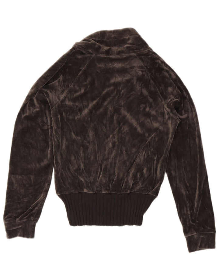 ADIDAS ženska gornja jakna od trenirke od baršuna UK 12 srednje sivi pamuk