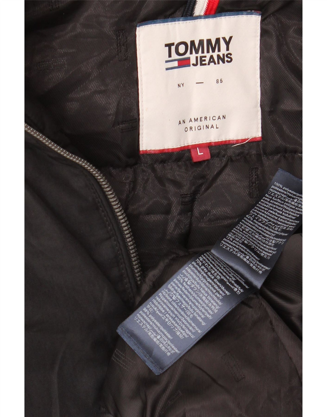 Tommy Hilfiger ženska podstavljena jakna s kapuljačom UK 16 veliki crni poliester