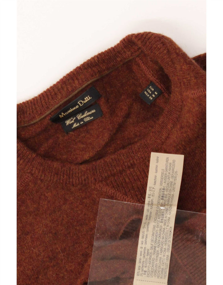 Massimo Dutti muški džemper s okruglim izrezom srednje smeđe vune