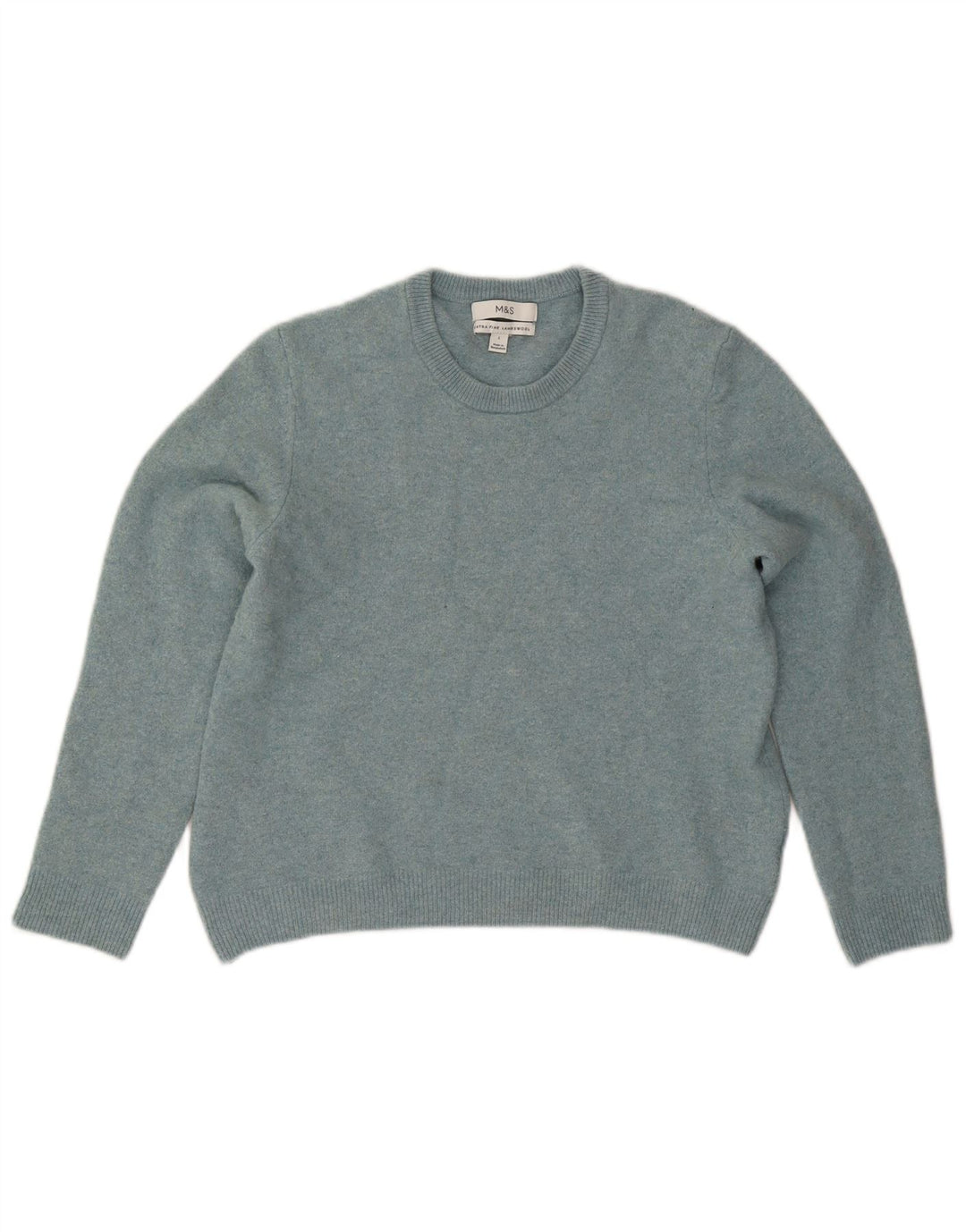 Marks & Spencer ženski džemper s okruglim izrezom UK 14 Large Blue Lambswool