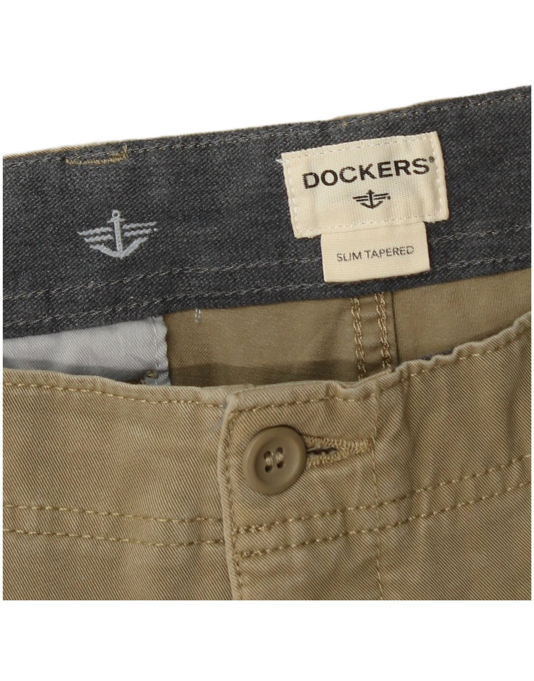 DOCKERS Muške uske sužene chino hlače W34 L32 Kaki pamuk