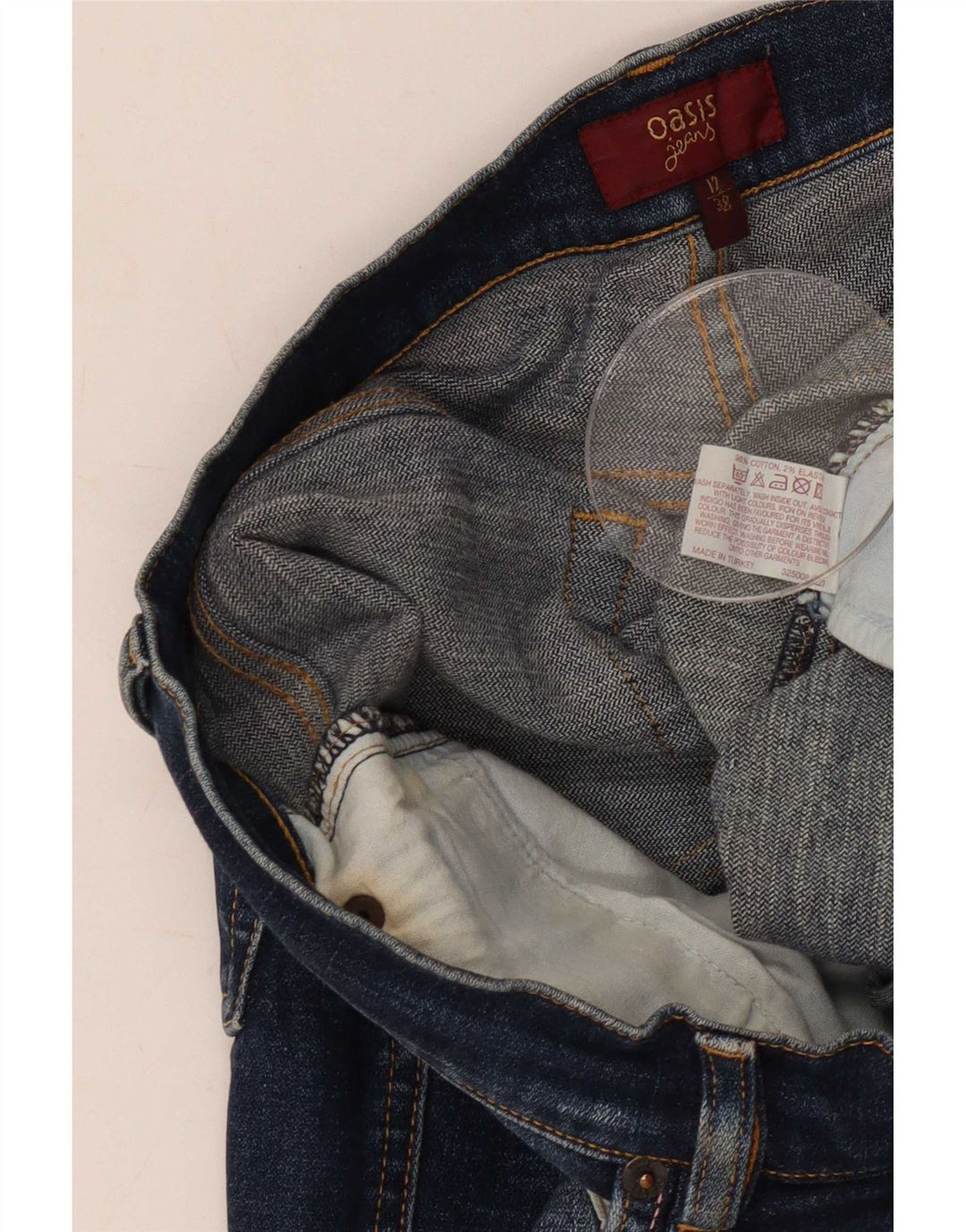 Ženske traperice Oasis Bootcut UK 12 srednje W30 L27 plavi pamuk
