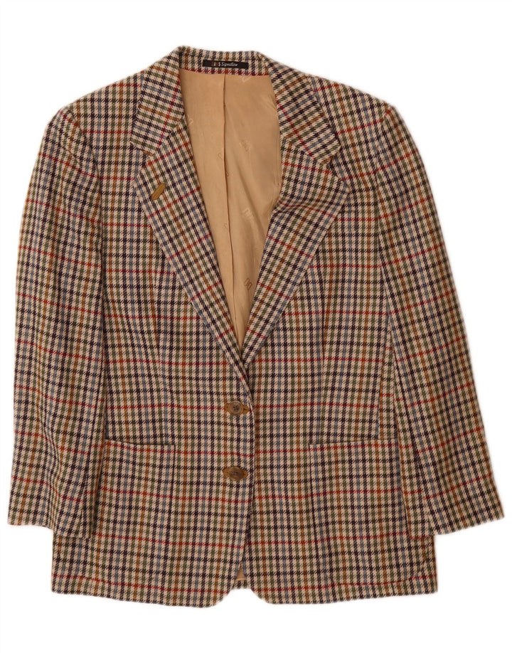 DAKS Ženska široka jakna sa 2 gumba UK 10 Mala bež houndstooth